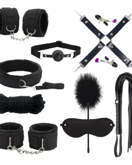 Kit Bdsm 10 Piezas Bondage Adultos Negro Fetish Erótico